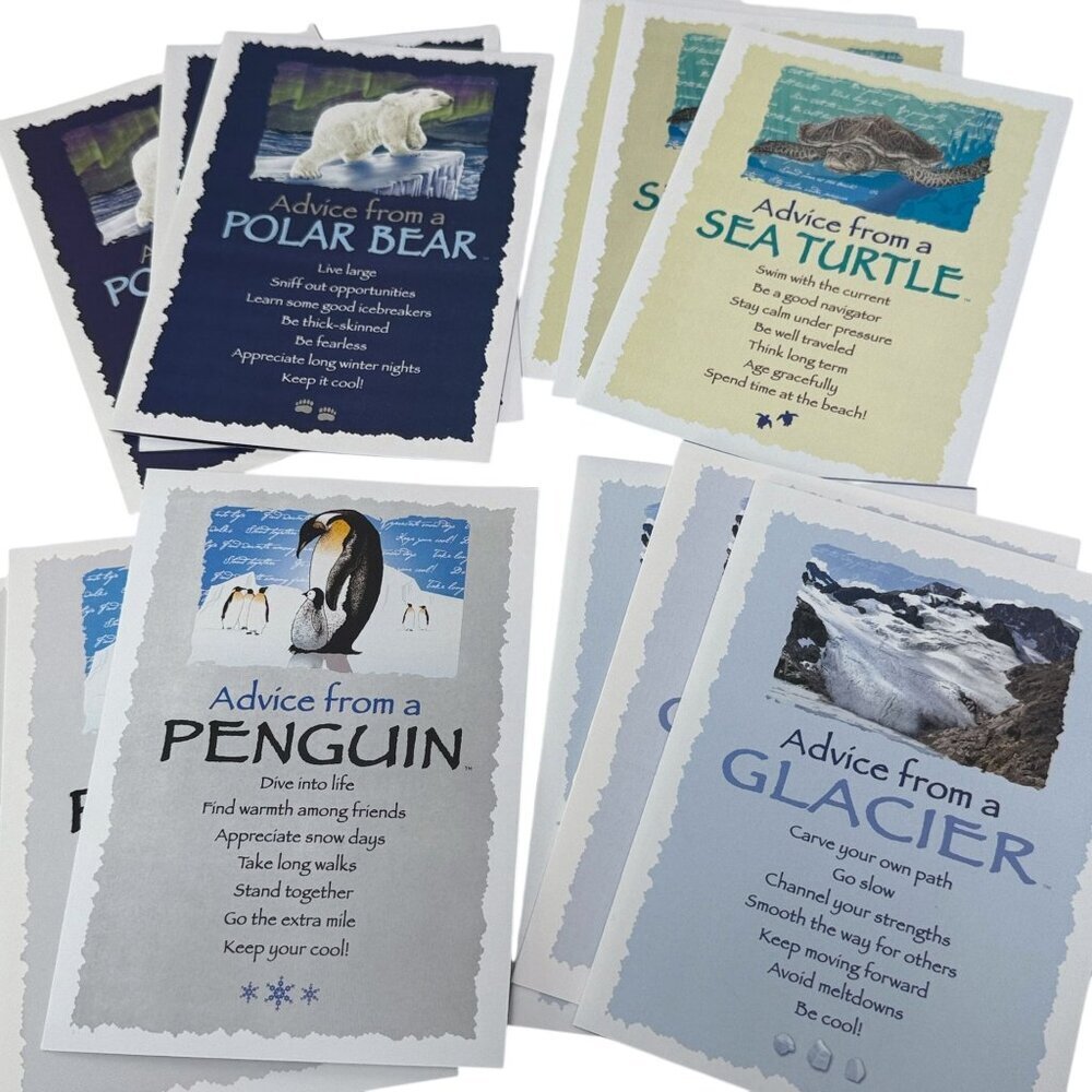 12 Christmas / Greeting  Cards Advice for Life Polar Bears Penguins Glaciers Sea